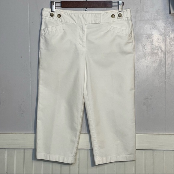 Ann Taylor Margo White Chino Pants Size Cropped Straight Leg capris - Picture 1 of 16